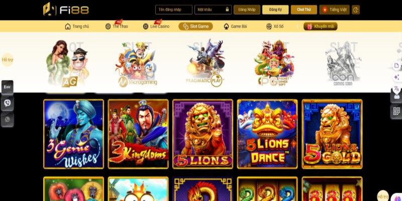 Sảnh game FI88 đa dạng với nhiều chủ đề nổ hũ khác nhau